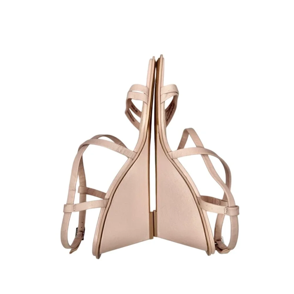 Caslon Nude Pink Leather Strappy Square Toe Wedge Sandals Size 10M